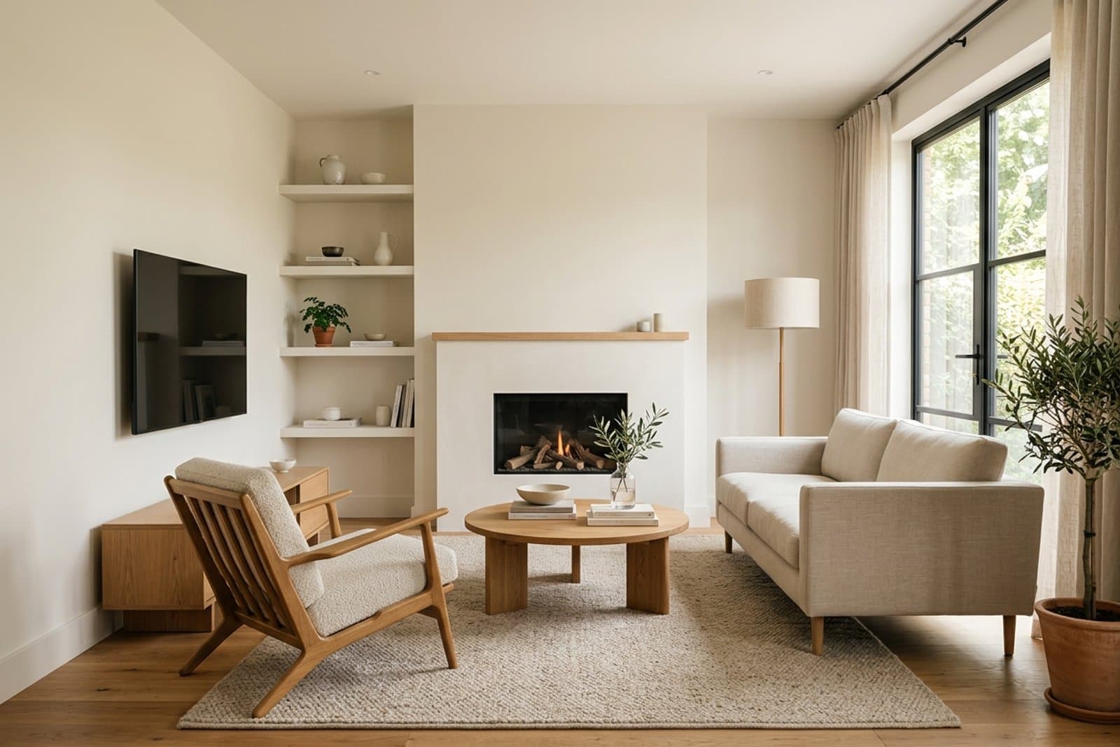 Small Living Room Layout With a TV and Fireplace (4 Setups)