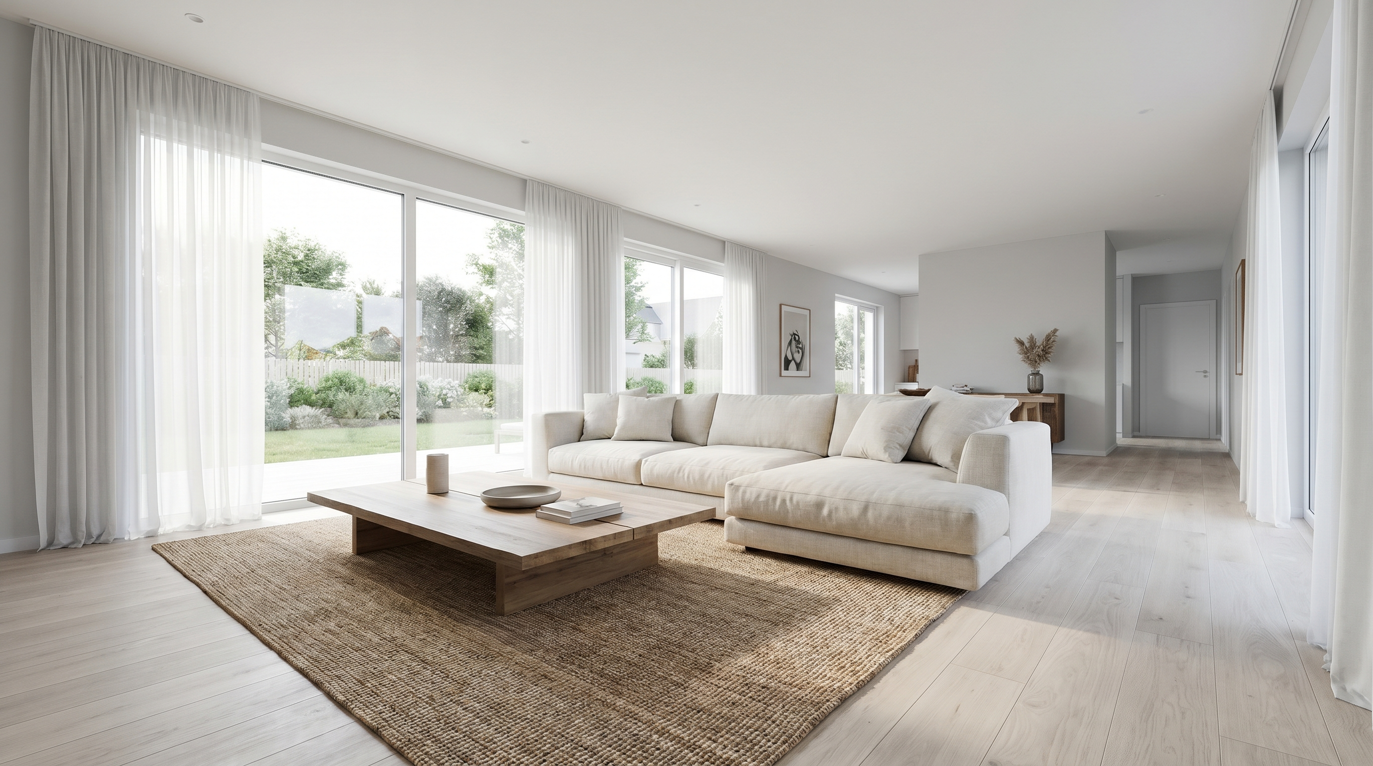 Open living space with low-profile furniture and clear sightlines